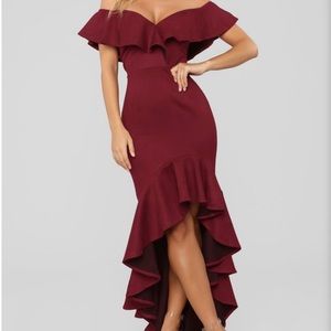 La Flamenca Dress Wine Color XS